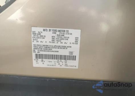 2017 Ford Explorer Xlt z USA, uszkodzony, nr VIN 1FM5K8DH8HGA03550